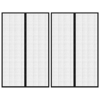 vidaXL Rideaux de porte anti-insectes 2 pcs et aimants noir 220x130 cm