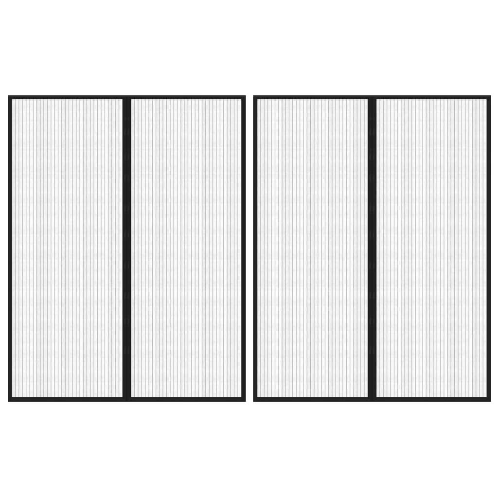 vidaXL Rideaux de porte anti-insectes 2 pcs et aimants noir 230x160 cm