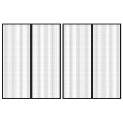 vidaXL Rideaux de porte anti-insectes 2 pcs et aimants noir 230x160 cm