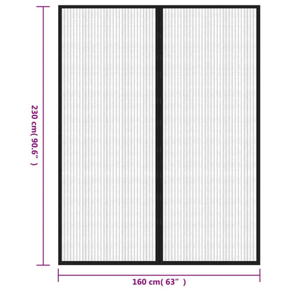 vidaXL Rideaux de porte anti-insectes 2 pcs et aimants noir 230x160 cm