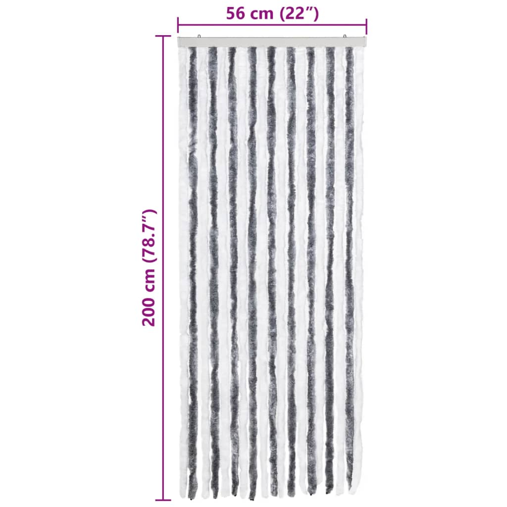 vidaXL Moustiquaire Gris et blanc 56x200 cm Chenille
