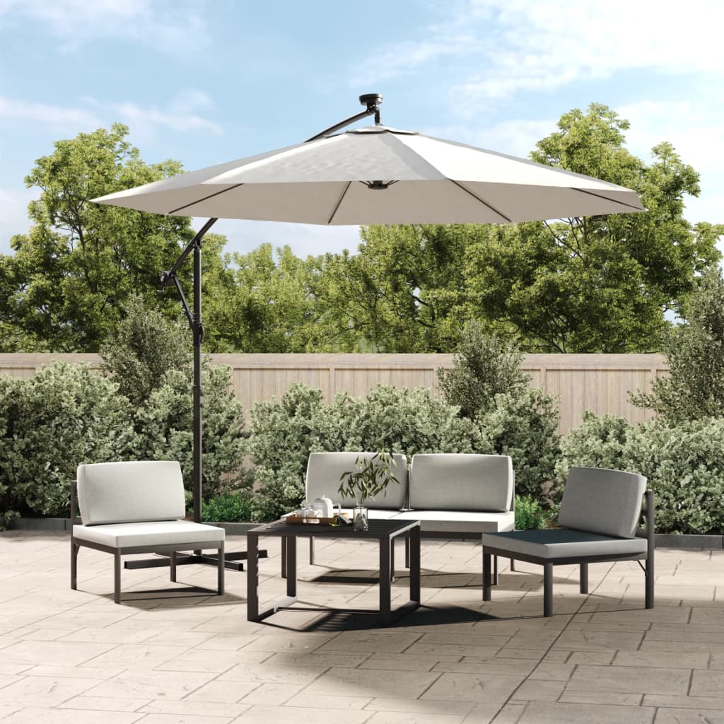 vidaXL Tissu de remplacement pour parasol déporté Blanc sable 350 cm