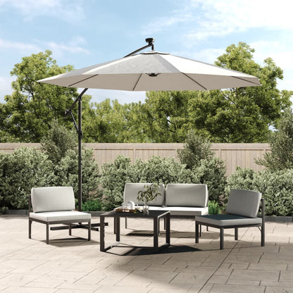 vidaXL Tissu de remplacement pour parasol déporté Blanc sable 350 cm