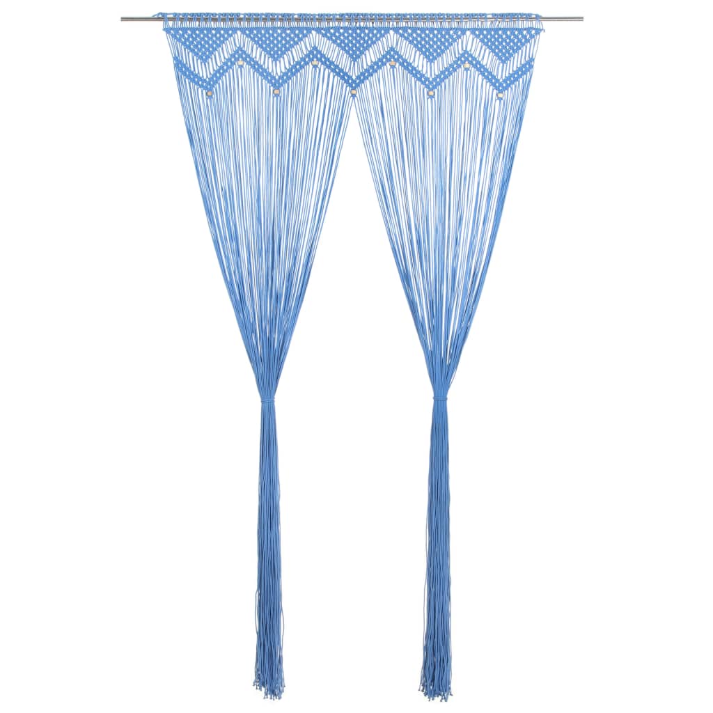 vidaXL Rideau en macramé Bleu 140x240 cm Coton
