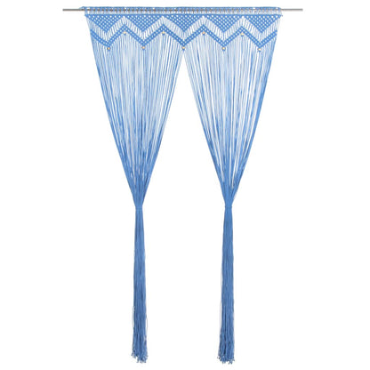 vidaXL Rideau en macramé Bleu 140x240 cm Coton