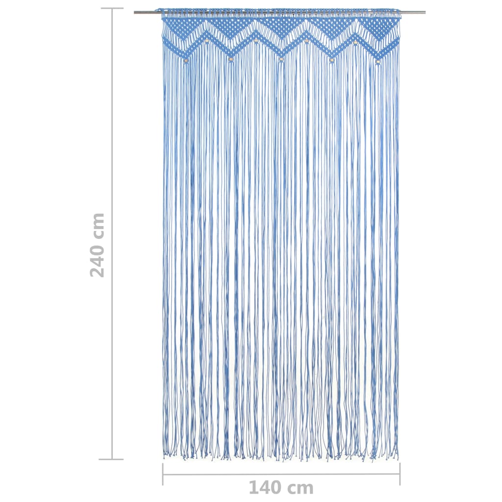 vidaXL Rideau en macramé Bleu 140x240 cm Coton