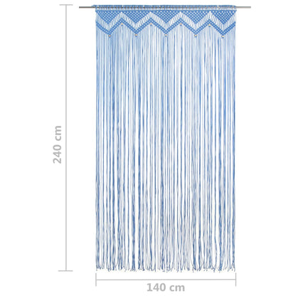 vidaXL Rideau en macramé Bleu 140x240 cm Coton