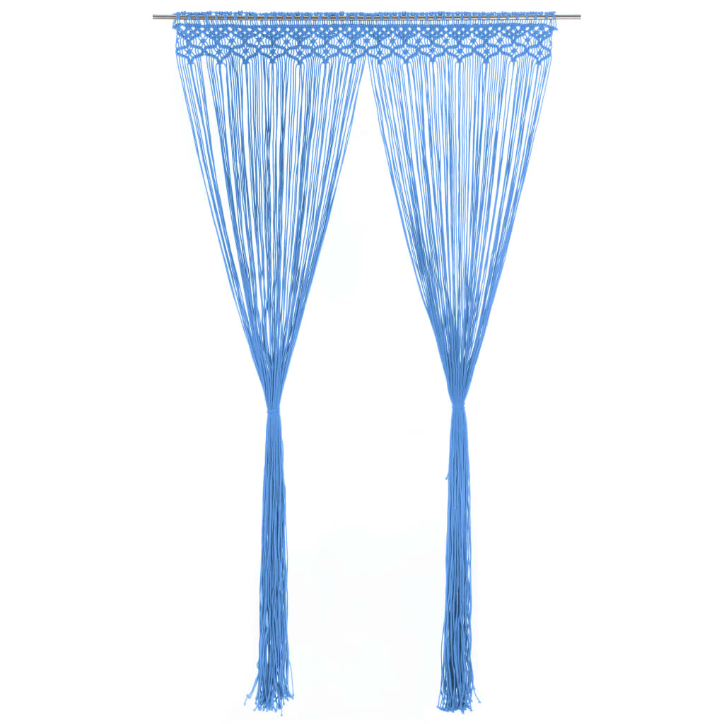 vidaXL Rideau en macramé Bleu 140x240 cm Coton