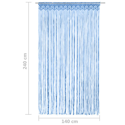 vidaXL Rideau en macramé Bleu 140x240 cm Coton