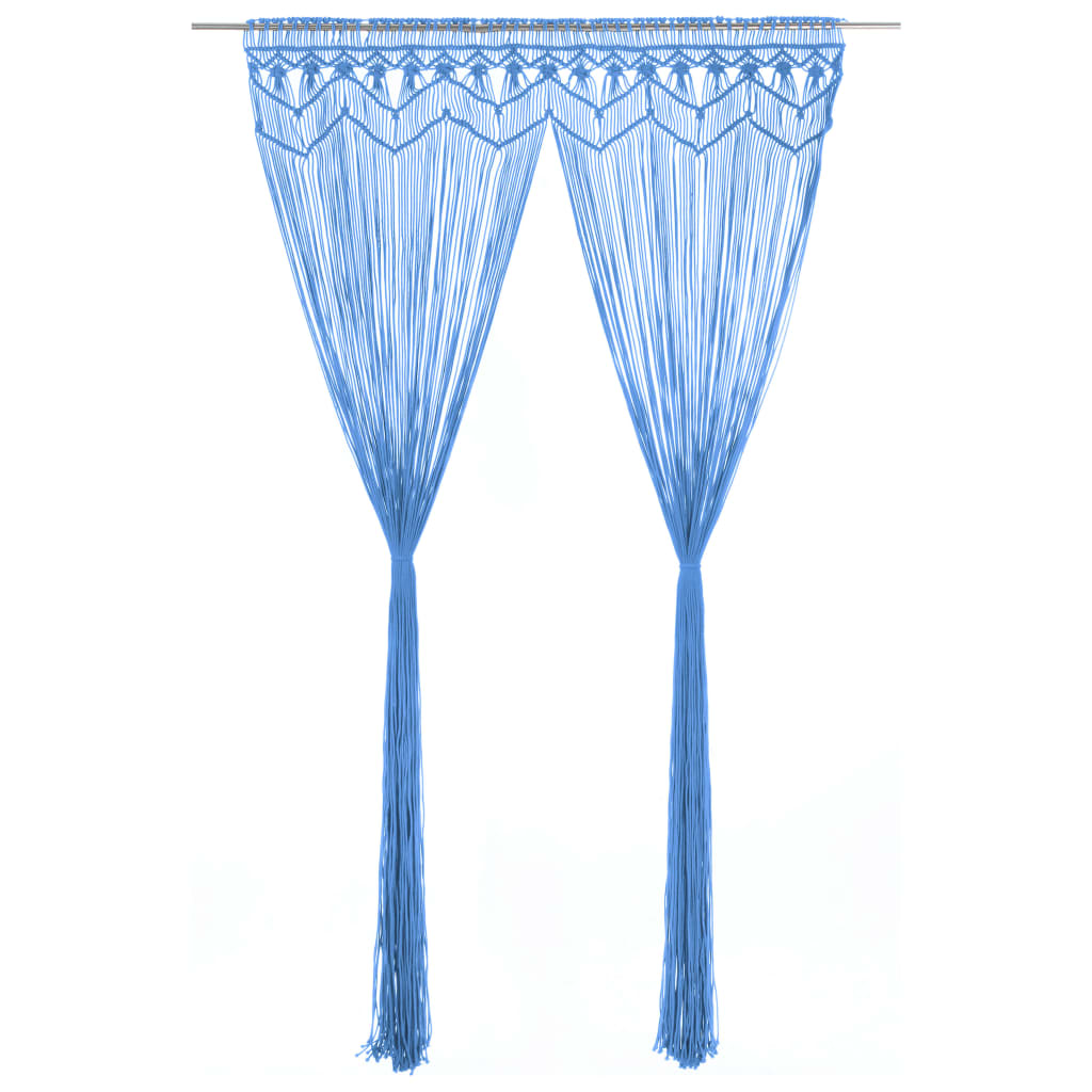 vidaXL Rideau en macramé Bleu 140x240 cm Coton