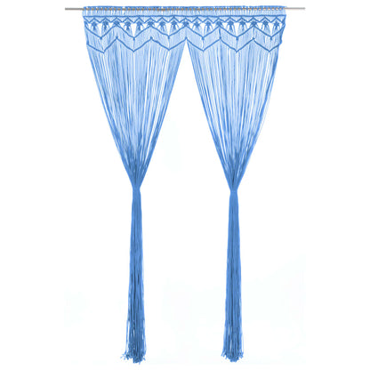 vidaXL Rideau en macramé Bleu 140x240 cm Coton