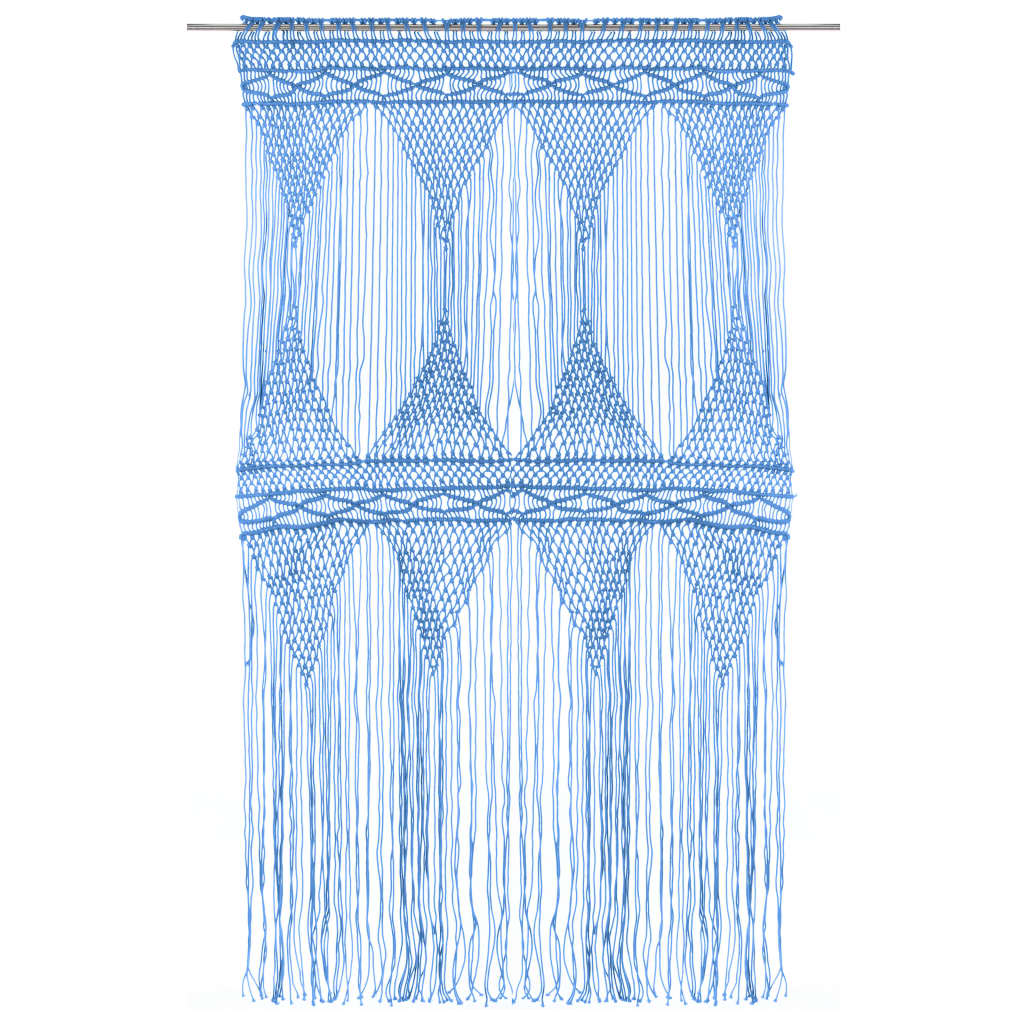 vidaXL Rideau en macramé Bleu 140x240 cm Coton