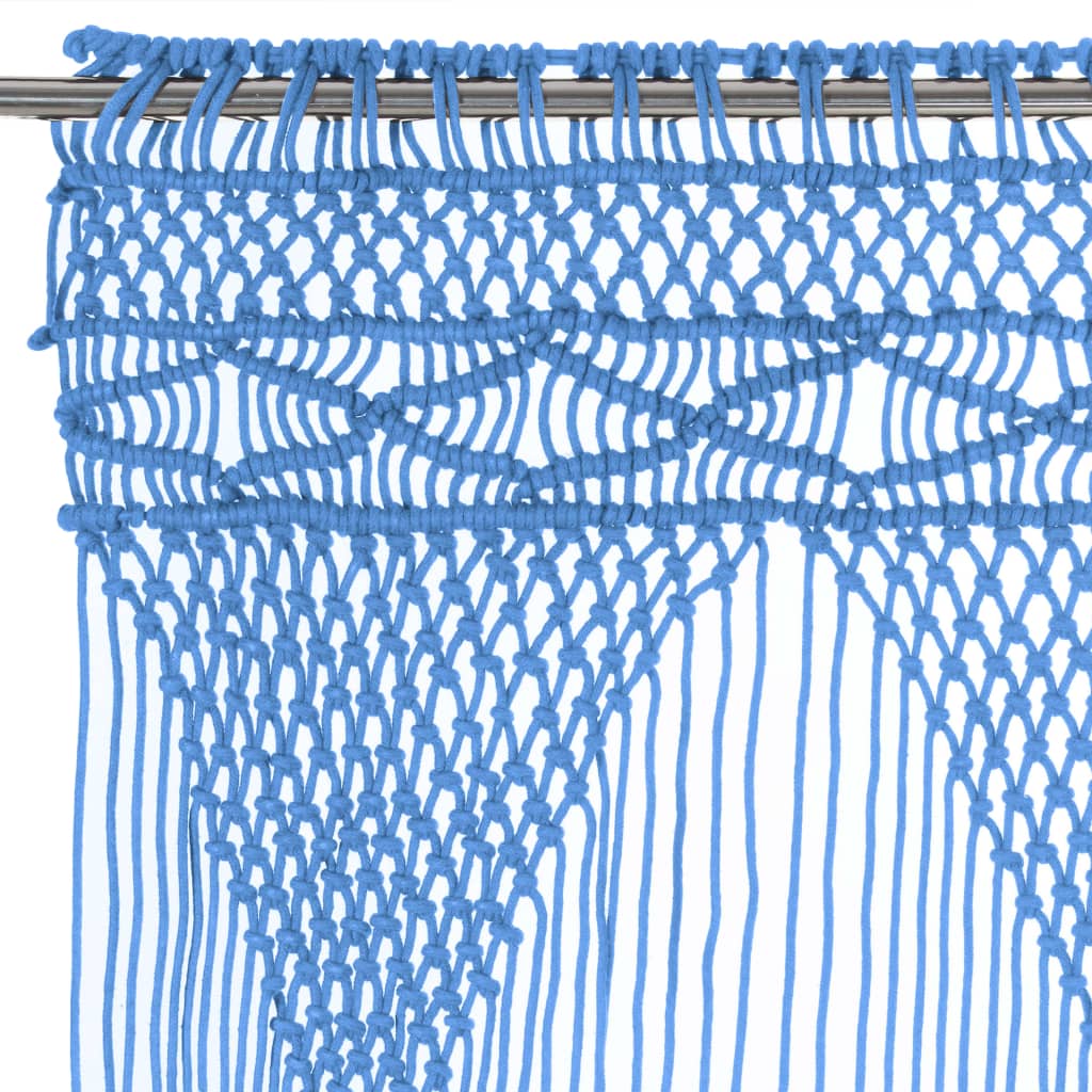 vidaXL Rideau en macramé Bleu 140x240 cm Coton