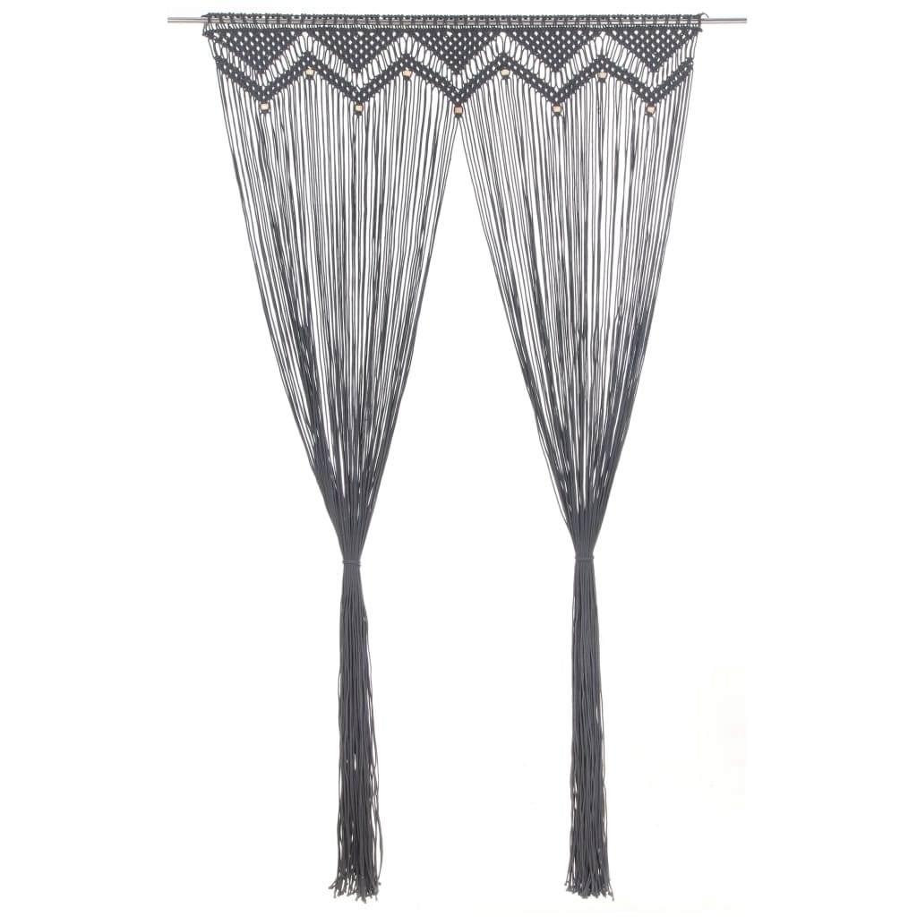 vidaXL Rideau en macramé Anthracite 140x240 cm Coton