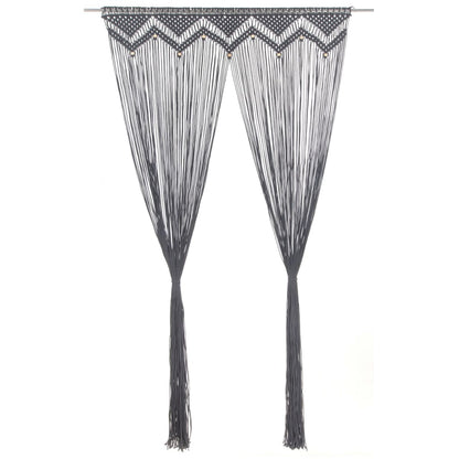 vidaXL Rideau en macramé Anthracite 140x240 cm Coton