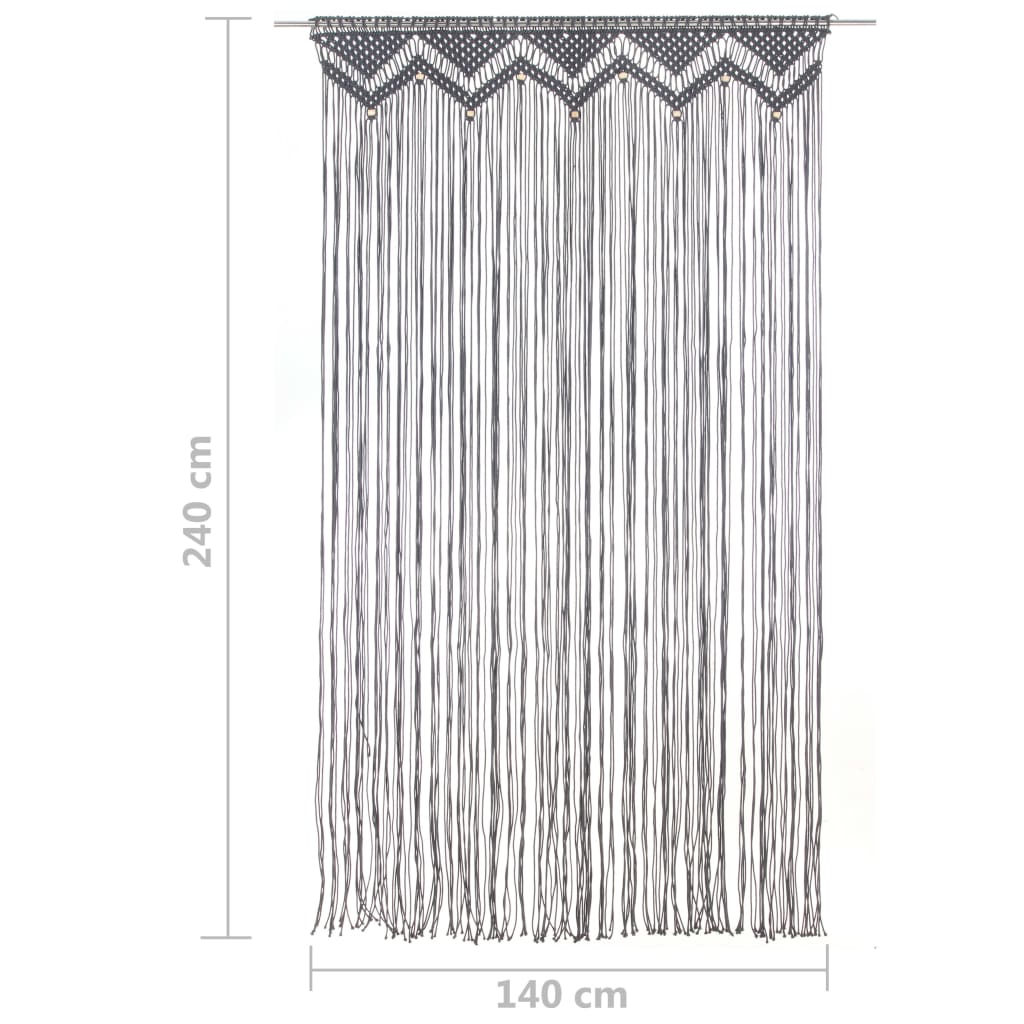vidaXL Rideau en macramé Anthracite 140x240 cm Coton