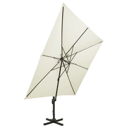 vidaXL Parasol de jardin en porte-à-faux avec double toit sable