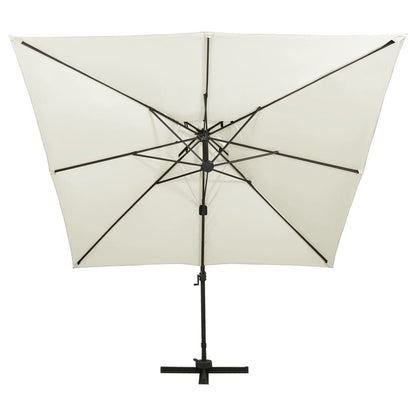 vidaXL Parasol de jardin en porte-à-faux avec double toit sable