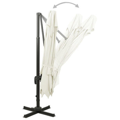 vidaXL Parasol de jardin en porte-à-faux avec double toit sable