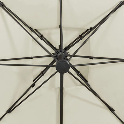 vidaXL Parasol de jardin en porte-à-faux avec double toit sable