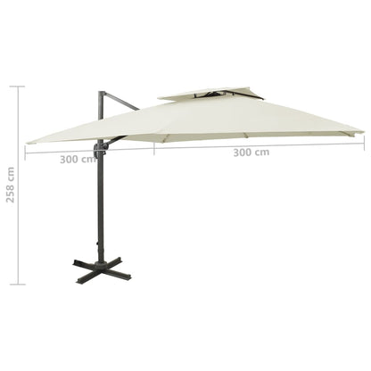 vidaXL Parasol de jardin en porte-à-faux avec double toit sable