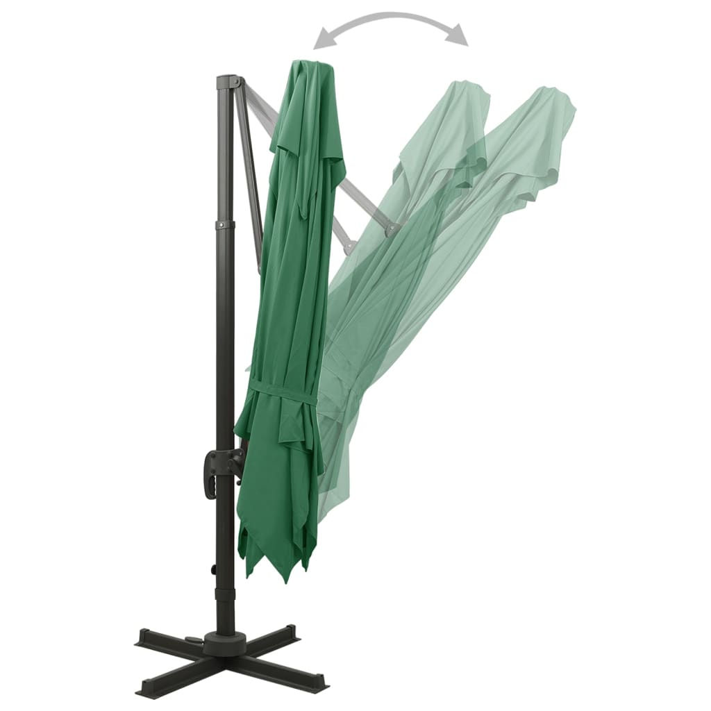 vidaXL Parasol de jardin en porte-à-faux avec double toit vert