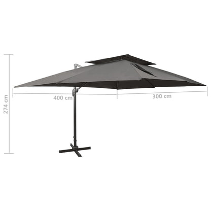 vidaXL Parasol de jardin en porte-à-faux avec double toit anthracite