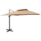 vidaXL Parasol de jardin en porte-à-faux avec double toit taupe