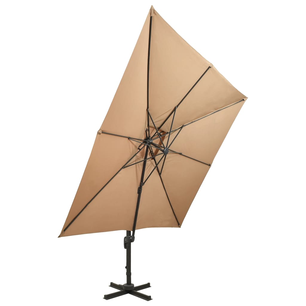 vidaXL Parasol de jardin en porte-à-faux avec double toit taupe
