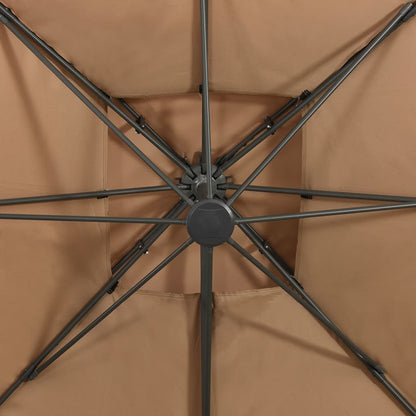 vidaXL Parasol de jardin en porte-à-faux avec double toit taupe