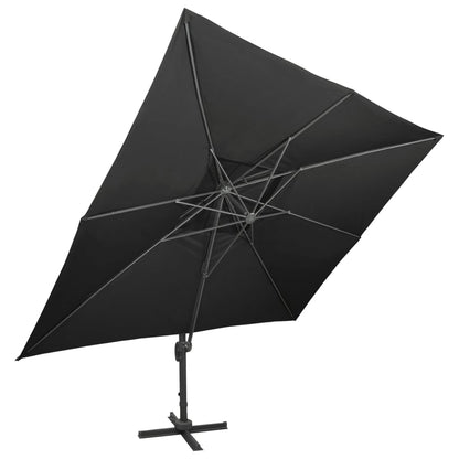 vidaXL Parasol de jardin en porte-à-faux avec double toit noir