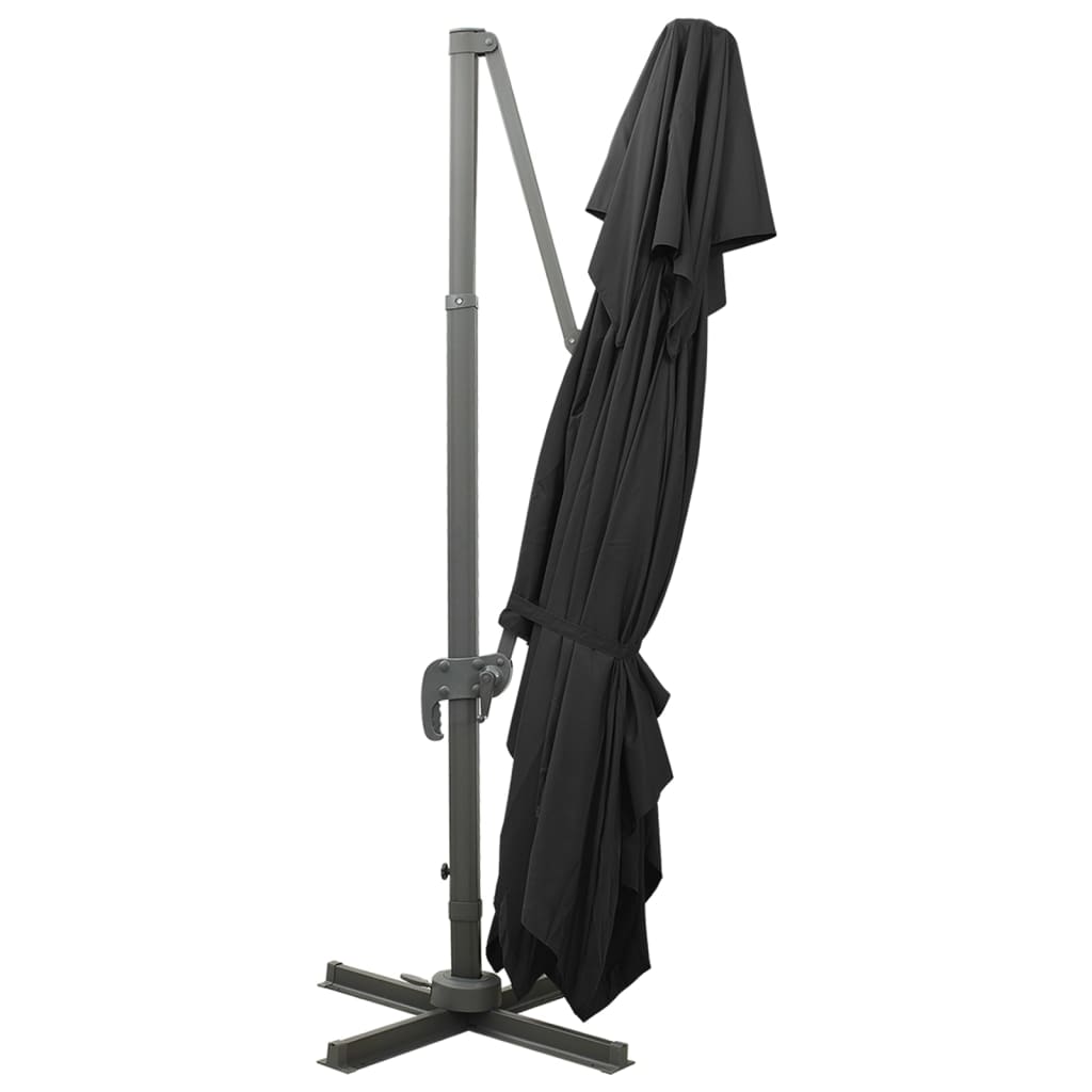 vidaXL Parasol de jardin en porte-à-faux avec double toit noir