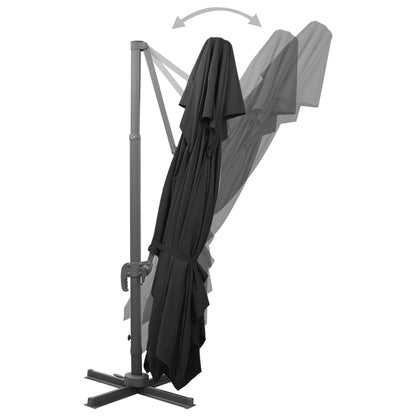 vidaXL Parasol de jardin en porte-à-faux avec double toit noir