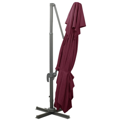 vidaXL Parasol de jardin en porte-à-faux à double toit rouge bordeaux