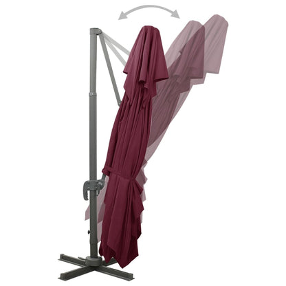 vidaXL Parasol de jardin en porte-à-faux à double toit rouge bordeaux