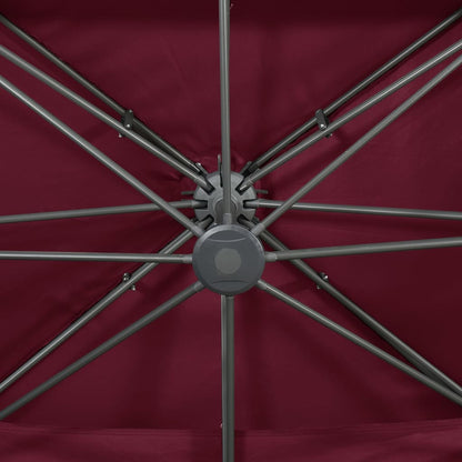 vidaXL Parasol de jardin en porte-à-faux à double toit rouge bordeaux