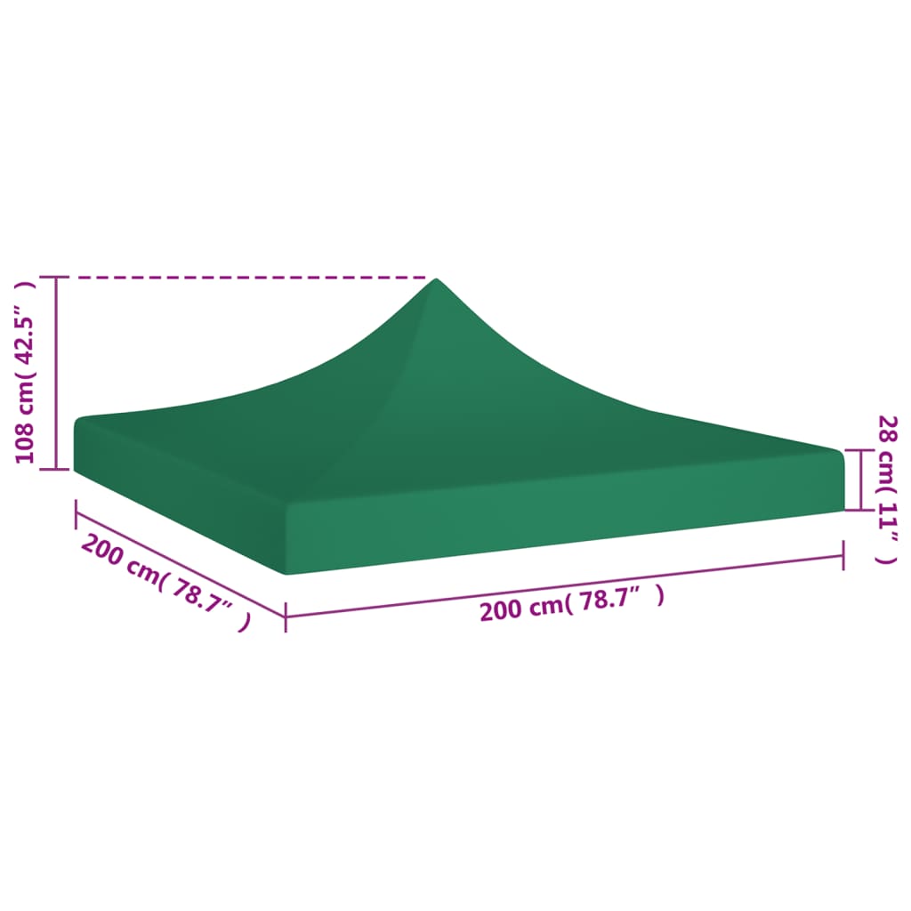 vidaXL Toit de tente de réception 2x2 m Vert 270 g/m²