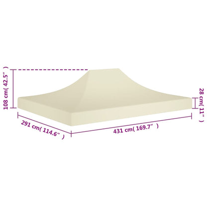 vidaXL Toit de tente de réception 4,5x3 m Crème 270 g/m²