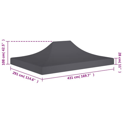 vidaXL Toit de tente de réception 4,5x3 m Anthracite 270 g/m²