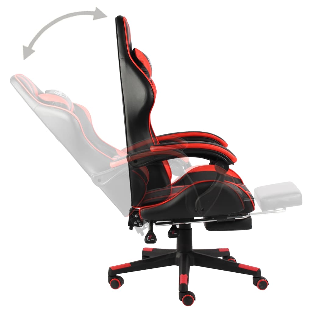 vidaXL Fauteuil de jeux vidéo et repose-pied Noir et rouge Similicuir