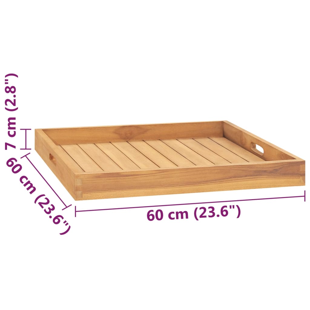 vidaXL Plateau de service 60x60 cm Bois de teck massif