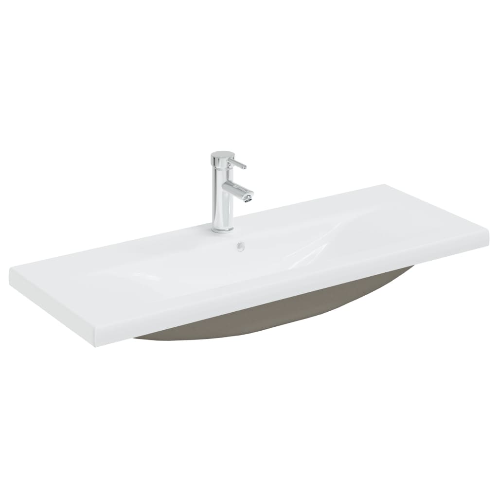 vidaXL Lavabo encastré avec robinet 101x39x18 cm Céramique Blanc