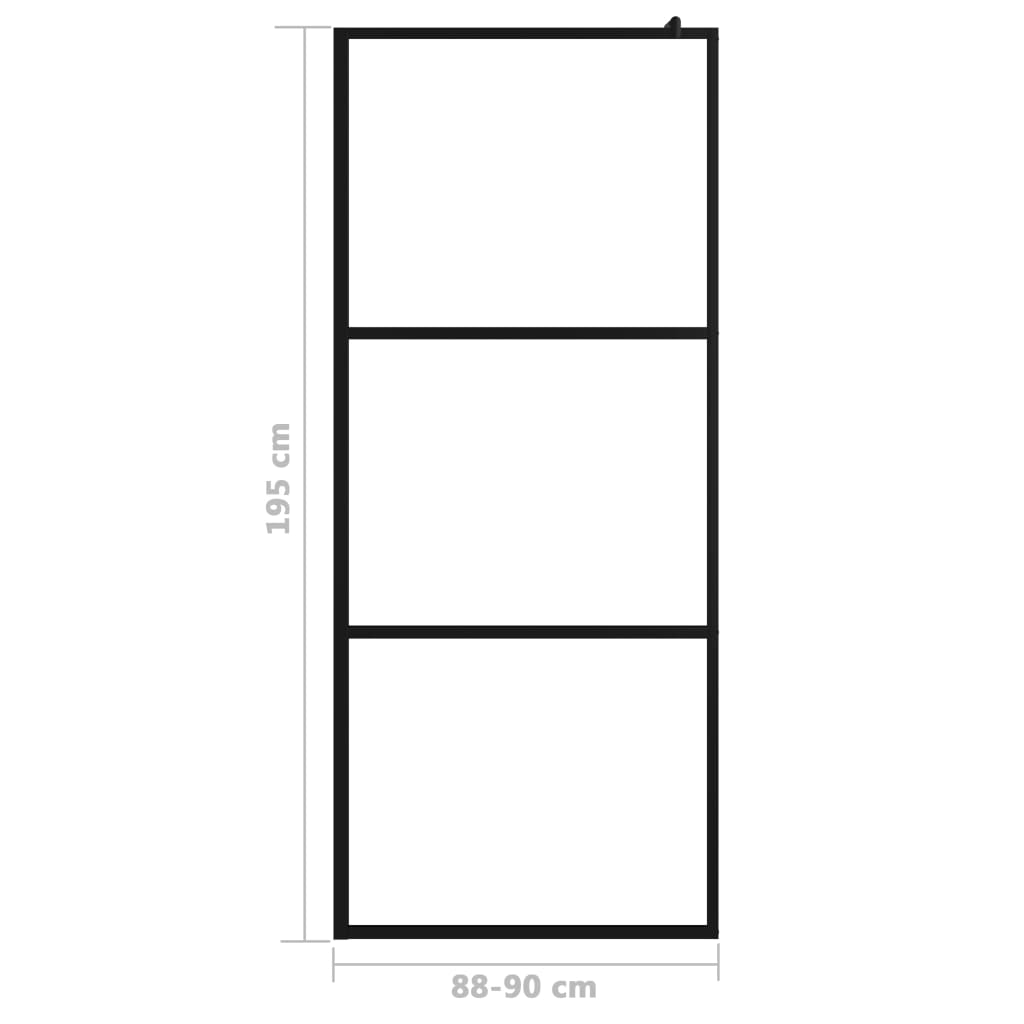 vidaXL Paroi de douche à l'italienne à verre ESG Noir 90x195 cm