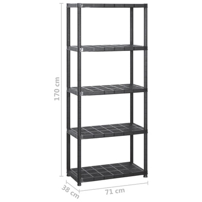 vidaXL Étagère de rangement à 5 niveaux Noir 142x38x170 cm Plastique