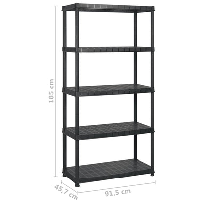 vidaXL Étagère de rangement à 5 niveaux Noir 183x45,7x185 cm Plastique