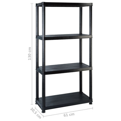 vidaXL Étagère de rangement à 4 niveaux Noir 183x30,5x130 cm Plastique