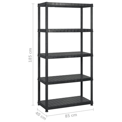 vidaXL Étagère de rangement à 5 niveaux Noir 255x40x185 cm Plastique