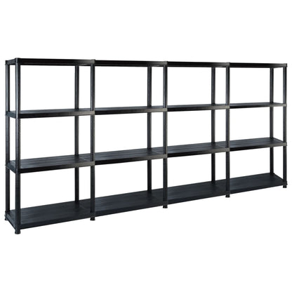 vidaXL Étagère de rangement à 4 niveaux Noir 244x30,5x130 cm Plastique