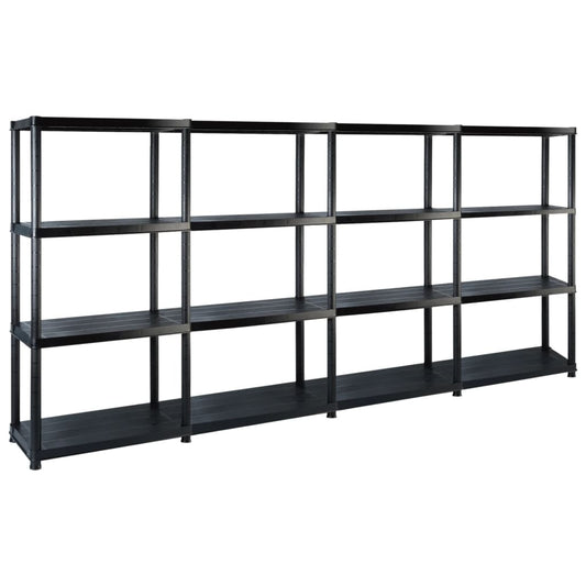 vidaXL Étagère de rangement à 4 niveaux Noir 244x30,5x130 cm Plastique