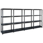 vidaXL Étagère de rangement à 4 niveaux Noir 244x30,5x130 cm Plastique